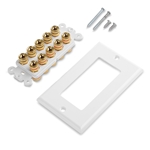 Cable Matters Banana Jack Binding Post Wall Plate for 5 Speakers in White