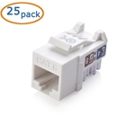 Cable Matters [UL Listed] 25-Pack Slim Profile 90-Degree Cat6 RJ45 Keystone Jacks