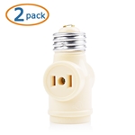 Cable Matters [UL Listed] 2-Pack Light Socket Adapter with 2x AC Outlets