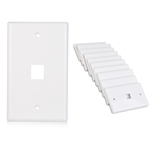 Cable Matters [UL Listed] 10-Pack Low Profile 1 Port Keystone Jack Wall Plate in White