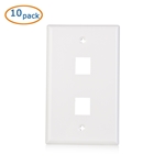 Cable Matters [UL Listed] 10-Pack Low Profile 2 Port Keystone Jack Wall Plate in White