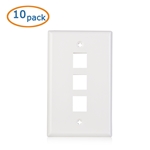 Cable Matters [UL Listed] 10-Pack Low Profile 3 Port Keystone Jack Wall Plate in White