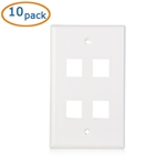 Cable Matters [UL Listed] 10-Pack Low Profile 4 Port Keystone Jack Wall Plate in White
