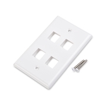 Cable Matters [UL Listed] 10-Pack Low Profile 4 Port Keystone Jack Wall Plate in White