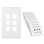 Cable Matters [UL Listed] 10-Pack Low Profile 6 Port Keystone Jack Wall Plate in White