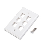 Cable Matters [UL Listed] 10-Pack Low Profile 6 Port Keystone Jack Wall Plate in White