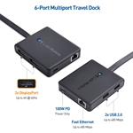 Cable Matters USB-C Dual Monitor Hub with Dual 4K DisplayPort, 2x USB 2.0, Fast Ethernet, and 60W Power Delivery