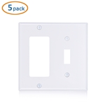 Cable Matters 5-Pack Toggle Switch Double Gang Wall Plate Cover for Decorator Device in White