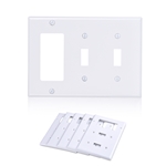 Cable Matters 5-Pack Triple-Gang Toggle Switch Wall Plate for Decorator Device in White