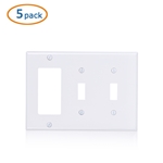 Cable Matters 5-Pack Triple-Gang Toggle Switch Wall Plate for Decorator Device in White