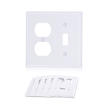 Cable Matters 5-Pack Duplex Outlet and Toggle Switch Combo Double Gang Wall Plate Cover in White
