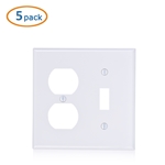 Cable Matters 5-Pack Duplex Outlet and Toggle Switch Combo Double Gang Wall Plate Cover in White