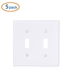 Cable Matters 5-Pack Double-Gang Toggle Switch Wall Plate in White