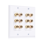 Cable Matters Double Gang Speaker Wall Plate with Binding Post for 6 Speakers