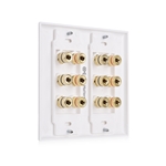 Cable Matters Double Gang Speaker Wall Plate with Binding Post for 6 Speakers