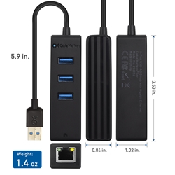 Cable Matters Ultra Mini 4 Port USB Hub (USB 3.0 Hub, USB 3 Hub)