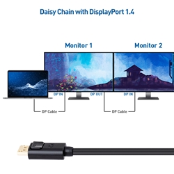 Cable DisplayPort 1.4 de 4m - Certificado VESA - 8K 60Hz - HBR3 - HDR -  Super HD - Cable Delgado de Monitor DP a Conector DP - UltraHD 4K 120Hz 
